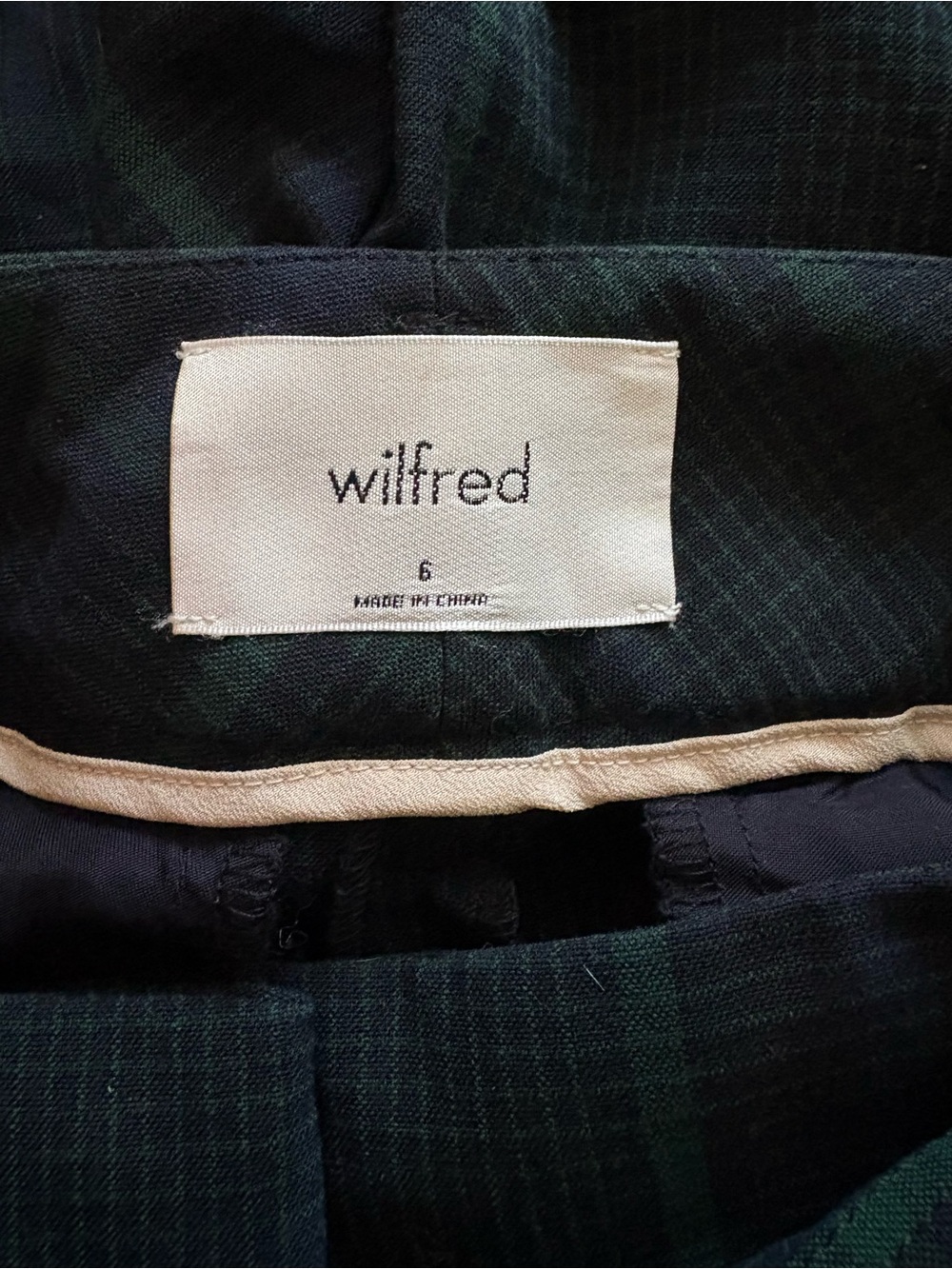 Wilfred Aritzia Blackwatch Tartan Straight Leg Trousers Tie Waist Size 6 - Picture 3 of 5